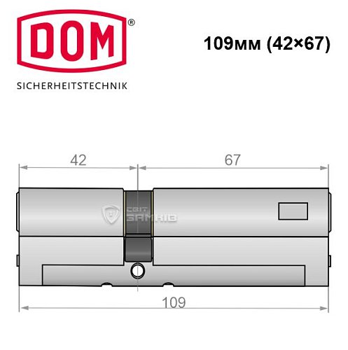 Циліндр DOM Diamant 109 (42*67) нікель сатин - Фото №4