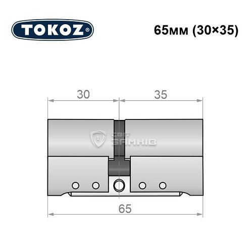 Циліндр TOKOZ Pro300 65 (30*35) нікель матовий - Фото №8