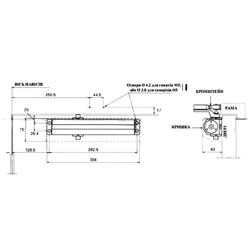 Дотягувач RYOBI DS-3550T BC/DA SLD HO з фіксацією до 60кг Сірий - Фото №13