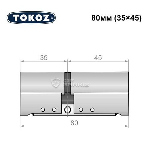 Циліндр TOKOZ Pro300 80 (35*45) нікель матовий - Фото №8