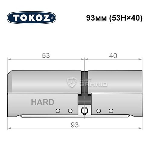 Циліндр TOKOZ Pro400 93 (53H*40) (H - гартована сторона) нікель матовий - Фото №8