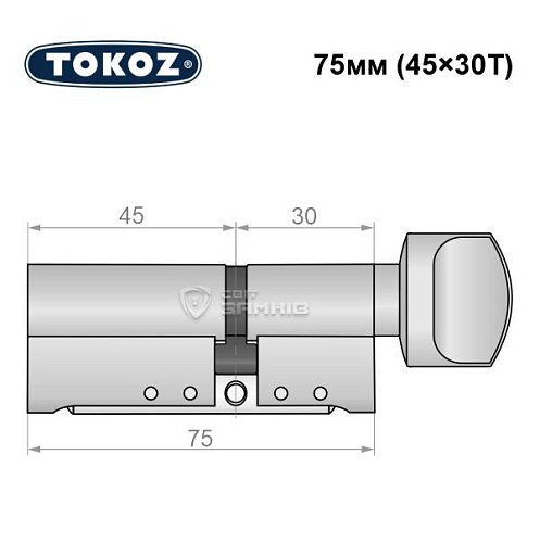 Циліндр TOKOZ Pro300 75T (45*30T) нікель матовий - Фото №8