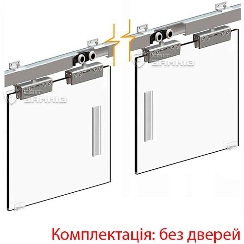 Розсувна система VALCOMP Herkules Glass HG01 довжина 2 м на 2 полотна вагою до 100 кг 8-12 мм - Фото №1