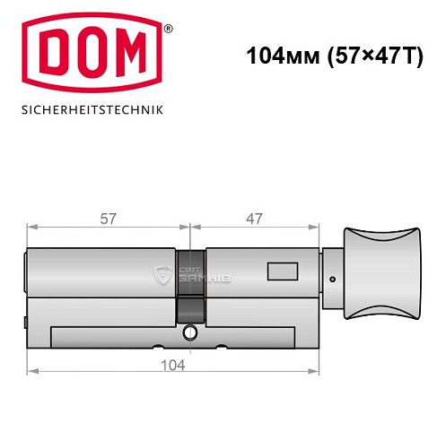 Циліндр DOM Diamant 104T (57*47T) нікель сатин - Фото №5