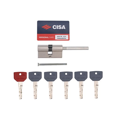 Циліндр CISA ASIX P8 PRO 60T (30*30T) зі штоком нікель матовий 5+1 ключ - Фото №7