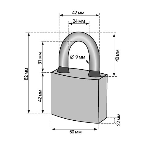 Замок навісний KEDR BW 265 SFB (50 мм, 3 ключа) - Фото №6