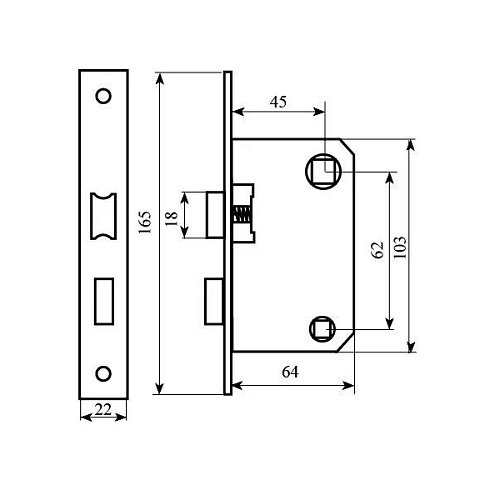 Механізм замка BRUNO WC 1251 (BS45*62мм) AB антична бронза - Фото №2