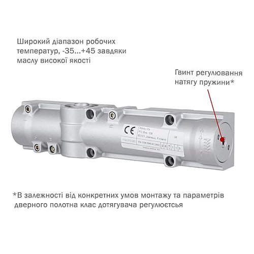 Дотягувач ABLOY DC335 RP BC EN3-5 без тяги до 100кг FIRE Сірий - Фото №2