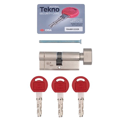 Циліндр CISA Astral Tekno PRO 65T (30*35T) нікель матовий 3 ключі - Фото №10