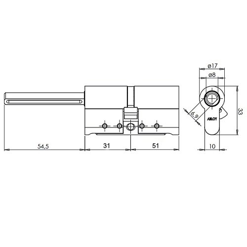 Циліндр ABLOY Protec2 82T (51*31T) зі штоком хром полірований - Фото №8