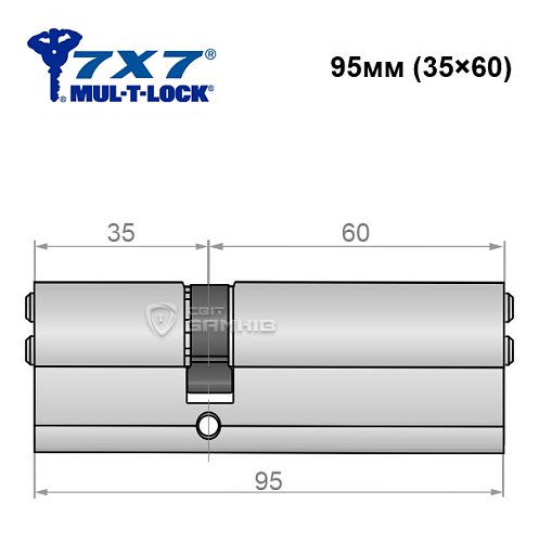 Циліндр MUL-T-LOCK 7x7 95 (35*60) нікель сатин - Фото №4