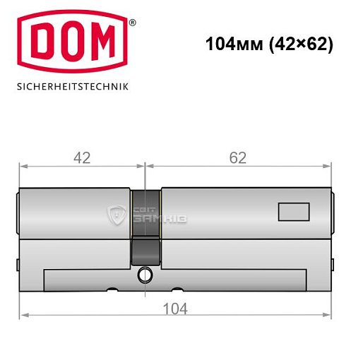 Циліндр DOM Diamant 104 (42*62) нікель сатин - Фото №4