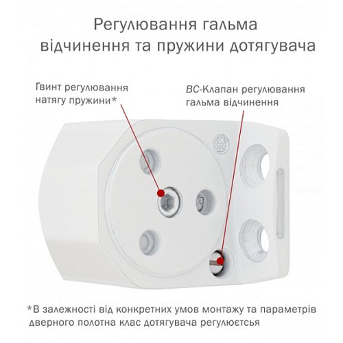 Дотягувач RYOBI DS-2550 GLOSSY WHITE BC STD_HO з фіксацією до 80кг Глянцевий білий - Фото №6