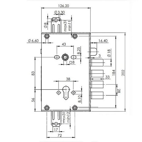 Механізм замка MOIA RCI764/280RF (BS63*83мм) редукторний без блокування - Фото №3