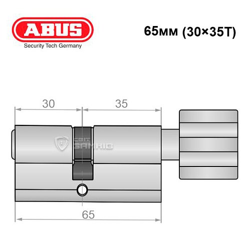 Циліндр ABUS Vitess 1000 65T (30*35T) нікель сатин - Фото №7