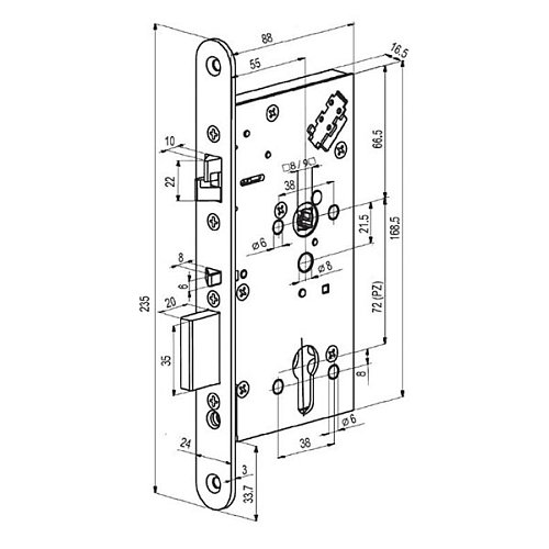 Електромеханічний замок ABLOY EL 560 (BS55*72мм) з функцією антипаніки - Фото №5