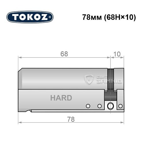Циліндр половинка TOKOZ Pro400 78 (68H*10) (H - гартована сторона) нікель матовий - Фото №8