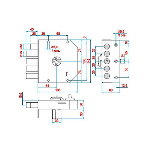 Замок накладний SHERLOCK 06.61-K65 (BS64мм) 5 ключів - Фото №6