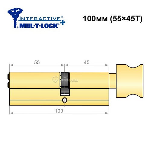 Циліндр MUL-T-LOCK MTL600/Interactive+ 100T (55*45T) латунь - Фото №6