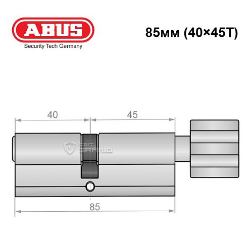 Циліндр ABUS S60P 85T (40*45T) нікель - Фото №7