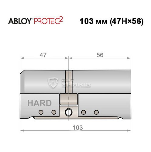 Циліндр ABLOY Protec2 103 (47Н*56) (Н - гартована сторона) хром полірований - Фото №4