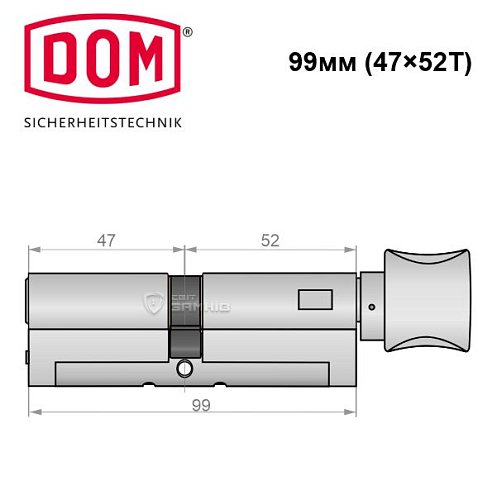 Циліндр DOM Diamant 99T (47*52T) нікель сатин - Фото №5