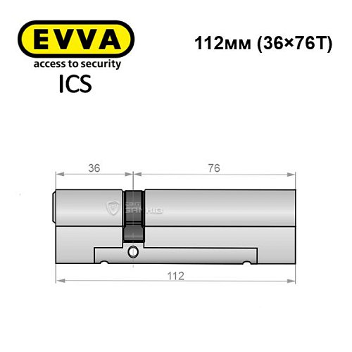 Циліндр EVVA ICS 112 (36*76) нікель сатин - Фото №6