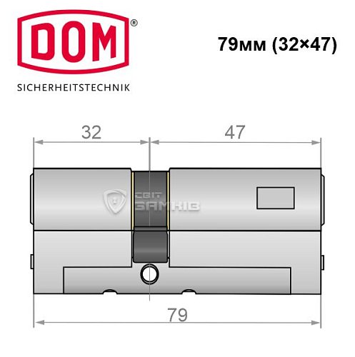Циліндр DOM Diamant 79 (32*47) нікель сатин - Фото №4