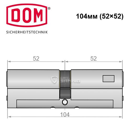 Циліндр DOM Diamant 104 (52*52) нікель сатин - Фото №4