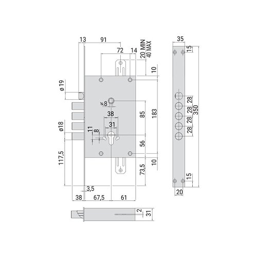 Механізм замка CISA 56835 Comfortlock (BS67,5*85мм) хром матовий - Фото №7