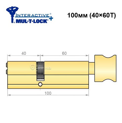 Циліндр MUL-T-LOCK MTL600/Interactive+ 100T (40*60T) латунь - Фото №6
