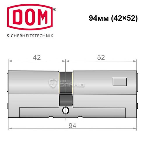 Циліндр DOM Diamant 94 (42*52) нікель сатин - Фото №4
