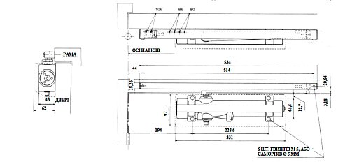 Дотягувач RYOBI DS-4550T BC/DA SLD HO з фіксацією до 80кг Коричневий - Фото №12