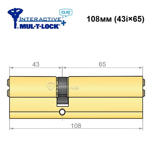 Циліндр MUL-T-LOCK MTL600/Interactive+ CLIQ 108 (43i*65) латунь - Фото №2