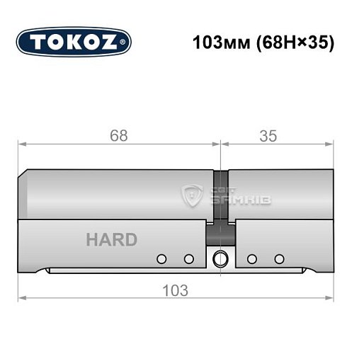 Циліндр TOKOZ Pro400 103 (68H*35) (H - гартована сторона) нікель матовий - Фото №8