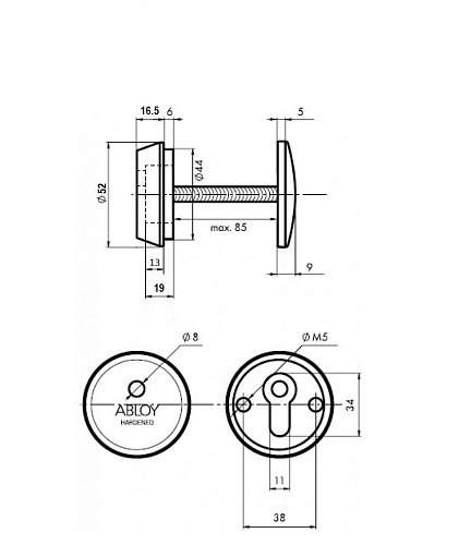 Протектор ABLOY CH101 16,5мм 40-80мм латунь полірована - Фото №5