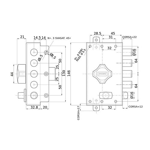 Замок накладний POTENT 1730 (BS45мм) правий 3 ключа - Фото №6