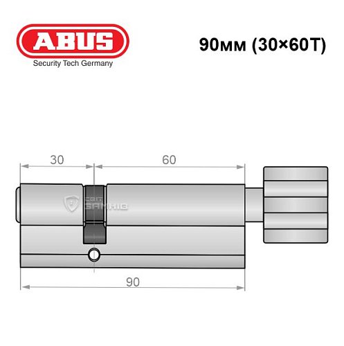 Циліндр ABUS S60P 90T (30*60T) нікель - Фото №7