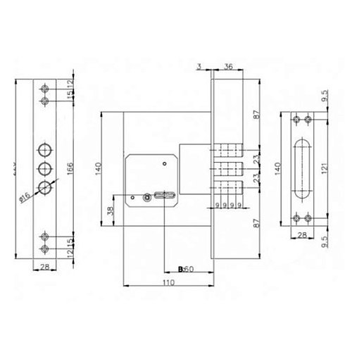 Механізм замка MOTTURA DP25170000 (BS60) нікель матовий - Фото №7