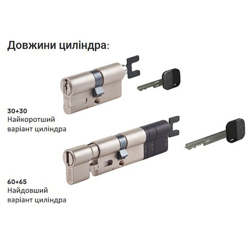 Циліндр YALE 60-125 мм (модульний) нікель сатин 2 ключа - Фото №7