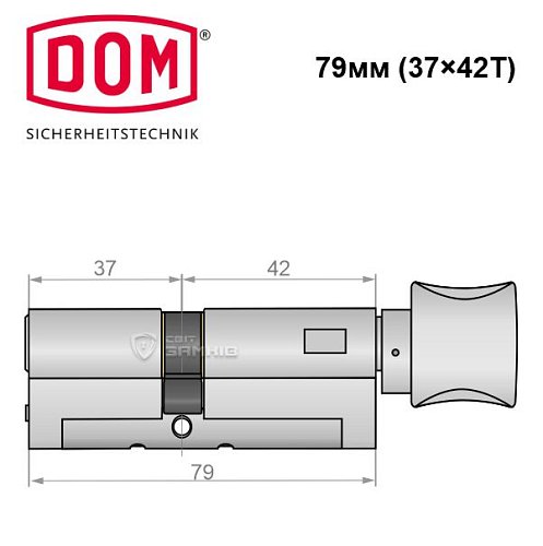 Циліндр DOM Diamant 79T (37*42T) нікель сатин - Фото №5