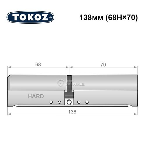 Циліндр TOKOZ Pro400 138 (68H*70) (H - гартована сторона) нікель матовий - Фото №8
