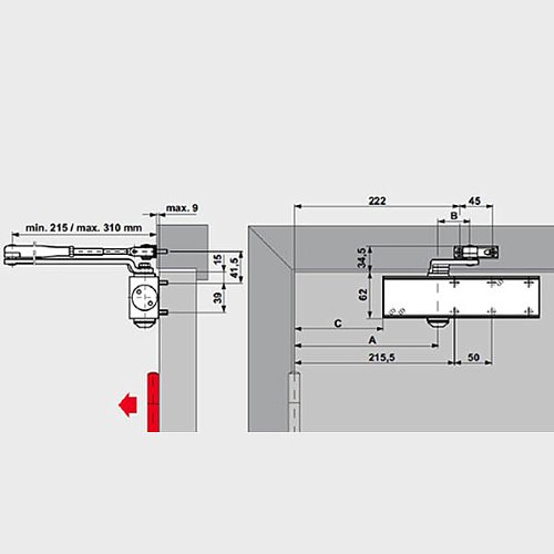 Дотягувач DORMA TS-Profil EN2/3/4+Size5 BCA стандартна тяга до 120кг FIRE Білий - Фото №5