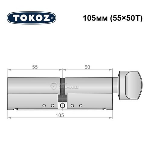 Циліндр TOKOZ Pro300 105T (55*50T) нікель матовий - Фото №8