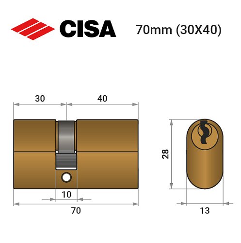 Циліндр CISA Oval 08210 70 (30*40) овальний для електромех. замків - Фото №8