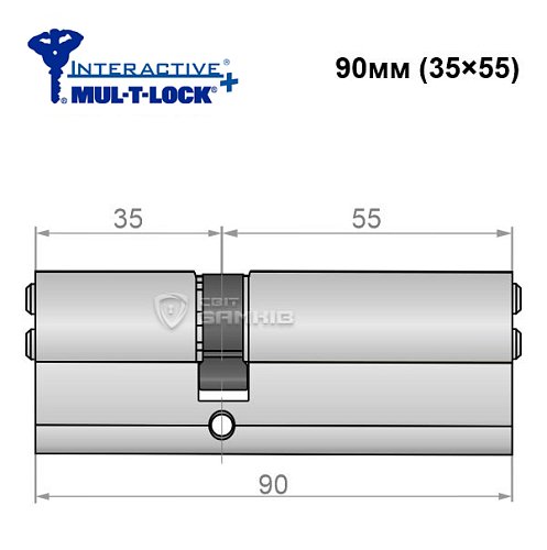Циліндр MUL-T-LOCK MTL600/Interactive+ 90 (35*55) нікель сатин - Фото №5