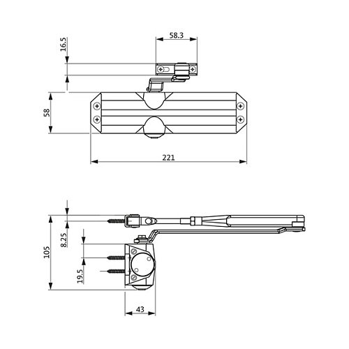 Дотягувач GU ОТS 140 STD HO з фіксацією до 70кг Коричневий - Фото №2