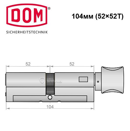 Циліндр DOM Diamant 104T (52*52T) нікель сатин - Фото №5