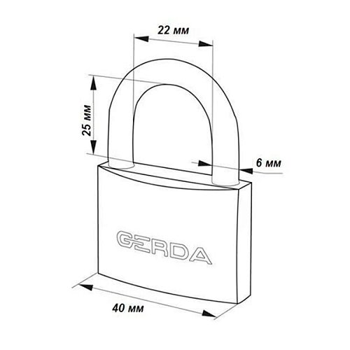 Замок навісний GERDA KMZ4010A S 40 (3 ключа) - Фото №2