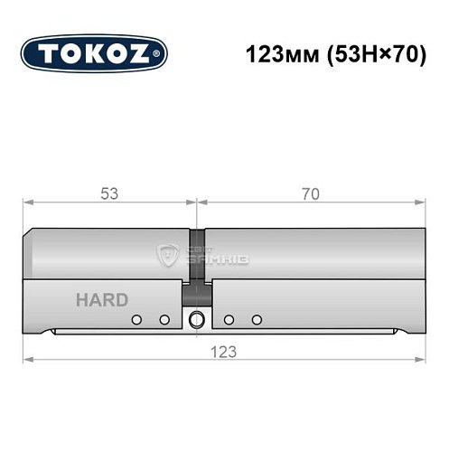Циліндр TOKOZ Pro400 123 (53H*70) (H - гартована сторона) нікель матовий - Фото №8